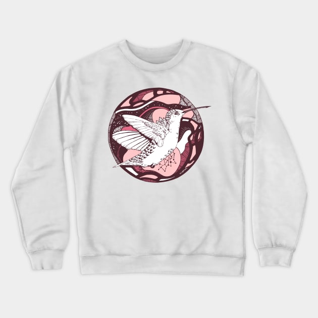 Pink and White Circle of The Hummingbird Crewneck Sweatshirt by kenallouis